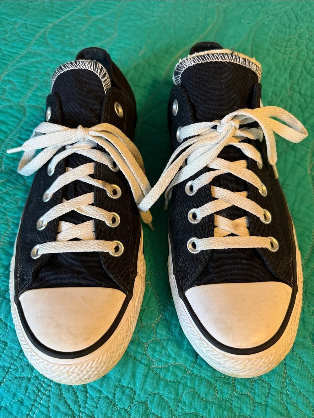 Converse Classic Black Canvas Low-Top Sneakers with White Accents - Picture 2 of 7
